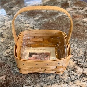 Longaberger Light Brown Woven Basket with Clear Insert